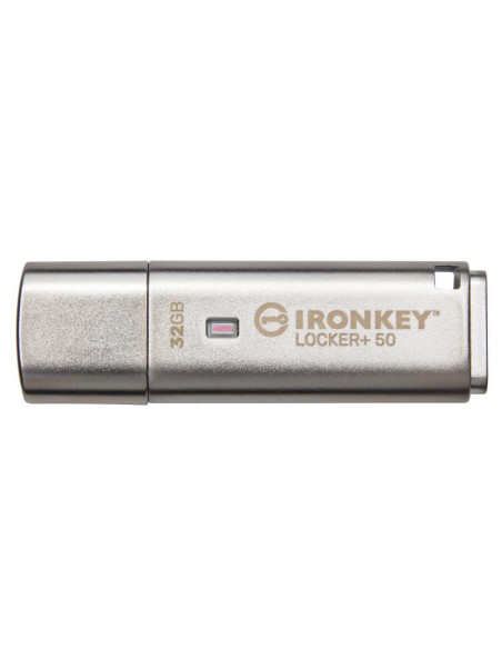 Memorii USB KINGSTON Memorie USB Kingston IronKey Locker+ 50 32GB, USB Type-A, Argintiu