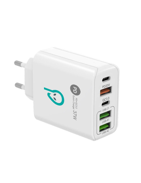 Incarcatoare telefoane SPACER Incarcator retea Spacer QC 38W, 5 x porturi: USB Type-C PD x 1m USB Type-C x 1, USB Quick Charge x