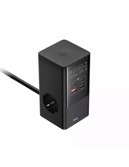 Incarcatoare telefoane BASEUS Incarcator retea Baseus PowerCombo Tower Digital Powerstrip, Quick charge 35W, 4 porturi iesire, l