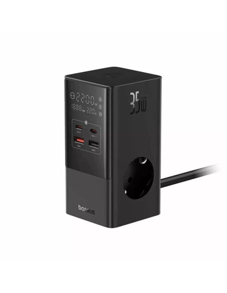 Incarcatoare telefoane BASEUS Incarcator retea Baseus PowerCombo Tower Digital Powerstrip, Quick charge 35W, 4 porturi iesire, l