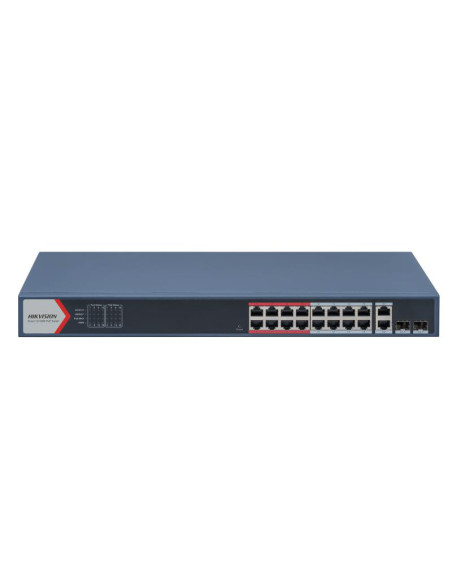 Switch-uri HIKVISION Switch 16 porturi POE Hikvision DS-3E1318P-EI(B), L2, Smart Managed, 16 × 100 Mbps PoE RJ45 ports si 2 × po