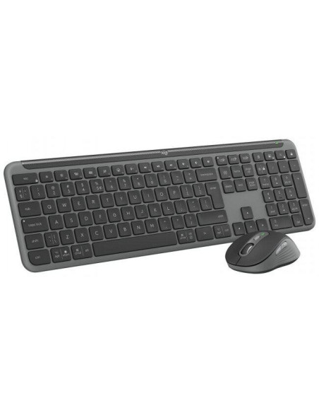 Kit mouse tastatura LOGITECH Kit wireless tastatura si mouse Logitech MK950 Signature Slim Combo, taste numerice, gri