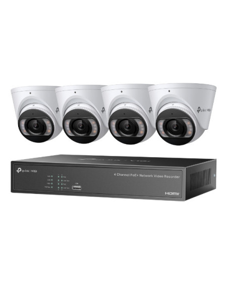 NVR TP-LINK KIT NVR + HDD 2TB POE TP-Link VIGI 4 canale + 4 camere 4MP, Lentila 2.8, IR+WL 30ML Turret, NVR TP-Link VIGI 4 canal