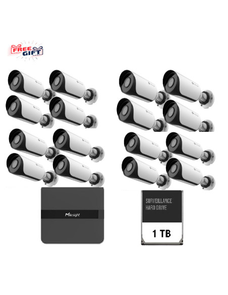Camere supraveghere IP MILESIGHT TECHNOLOGY Kit supraveghere video Milesight 16 buc camera Bullet MS-C2964-UPD + 1buc NVR MS-N50