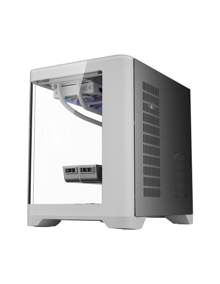Carcase 1st PLAYER Carcasa 1stPlayer gaming UV5-wh-Hub, 5 ventilatoare aRGB infinity efect plus PWM, telecomanda, Micro-ATX, alb