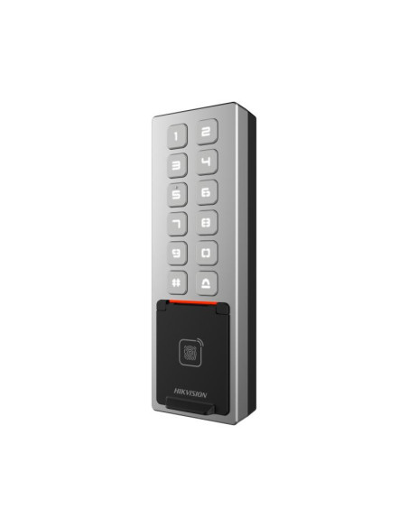 Cititoare HIKVISION Cititor de proximitate cu tastatura Hikvision DS-K1T805MBFWX, M1 card, RS-485 and Wiegand (W26, W34), networ