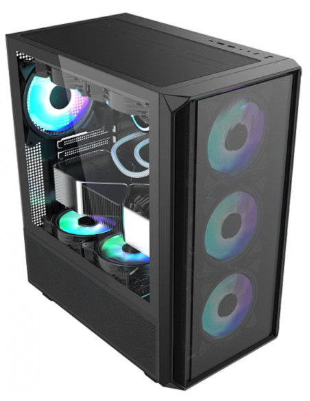 Carcase SERIOUX Carcasa gaming Serioux Vanguard, fara sursa, tip middle tower, capac superior cu filtru magnetic de praf, panoul