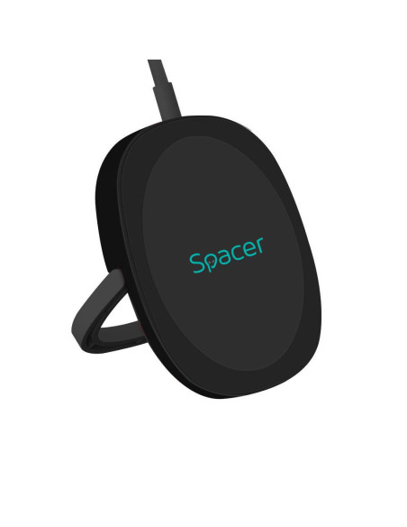 Incarcatoare telefoane SPACER Incarcator wireless Spacer, Quick Charge 15W Qi, conector Type-C, rol de stand prin prindere magne