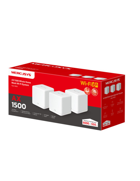 Routere Wireless Mercusys Halo H60X(3-pack) Whole mesh Wi-Fi6 system, AX1500, Dual-band, Standarde wireless: IEEE 802.11ax/ac/n/
