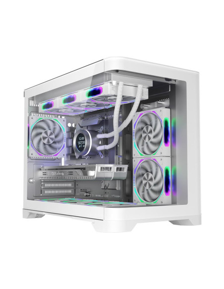 Carcase 1st PLAYER Carcasa 1stPLAYER® Gaming UV6-wh, Micro-ATX, 6 ventilatoare aRGB, telecomanda, alb