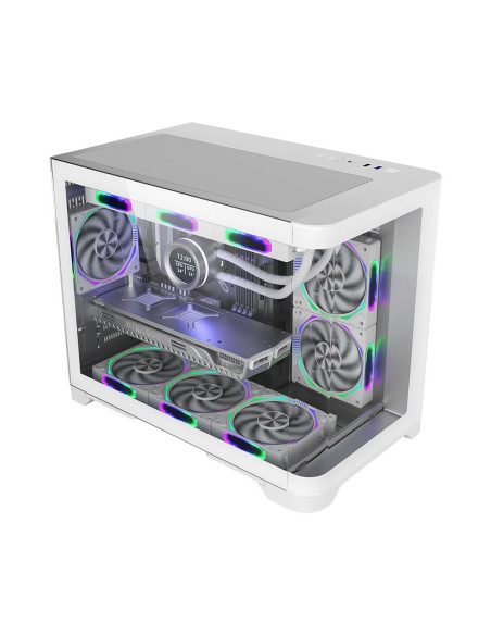 Carcase 1st PLAYER Carcasa 1stPLAYER® Gaming UV6-wh, Micro-ATX, 6 ventilatoare aRGB, telecomanda, alb