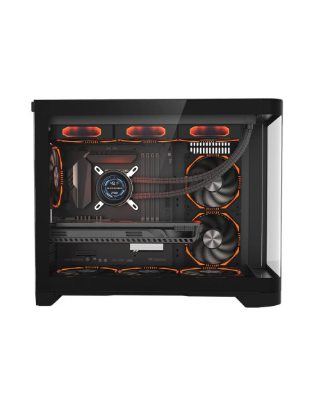 Carcase 1st PLAYER Carcasa 1stPLAYER® Gaming UV6-bk, Micro-ATX, 6 ventilatoare aRGB infinity efect plus PWM, telecomanda, negru