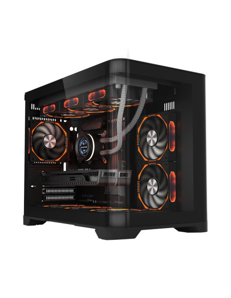Carcase 1st PLAYER Carcasa 1stPLAYER® Gaming UV6-bk, Micro-ATX, 6 ventilatoare aRGB infinity efect plus PWM, telecomanda, negru
