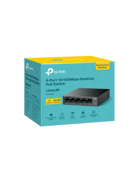 Switch-uri TP-LINK "5-Port 10/100 Mbps Desktop Switch with 4-Port PoE PORT: 4× 10/100 Mbps PoE Ports, 1× 10/100 Mbps Non-PoE Por