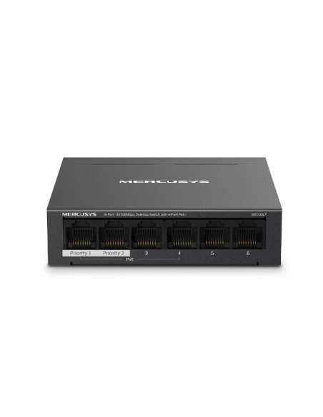 Switch-uri Mercusys Desktop Switch MS106LP 6 porturi 10/100Mbps, Standarde si protocoale IEEE 802.3x Flow Control, 4 porturi POE