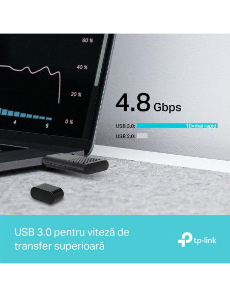Routere Wireless TP-Link ARCHER TX20U Adaptor USB Wireless AX1800 cu două antene High- Gain, Dimesnsiuni 84 × 156.3 × 19.2 mm, S