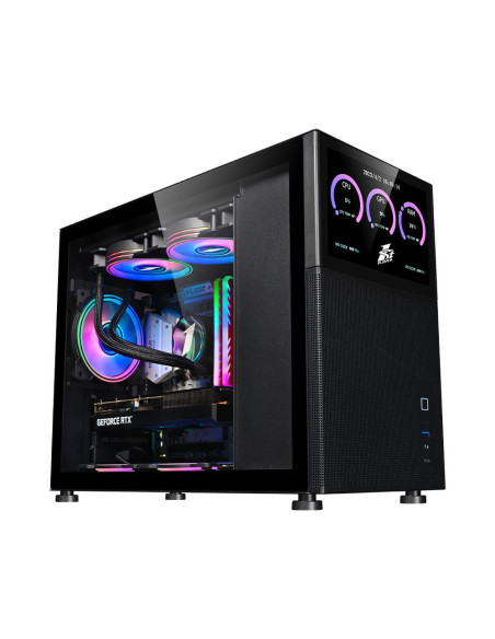 Carcase 1st PLAYER Carcasa 1stPlayer® MI6-EV, Micro-ATX, display 8 inches, 4 ventilatoare aRGB, negru
