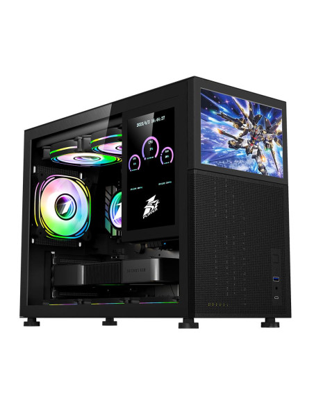 Carcase 1st PLAYER Carcasa 1stPlayer® MI6-EV, Micro-ATX, display 8 inches, 4 ventilatoare aRGB, negru
