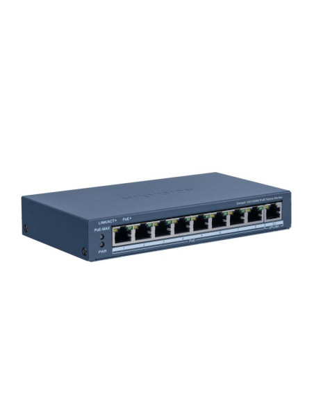 Switch-uri HIKVISION Switch PoE Hikvision DS-3E1309P-EI/M: 8 × 10/100 Mbps PoE port, 1 × Gigabit RJ45 port, 8 porturi PoE maxim