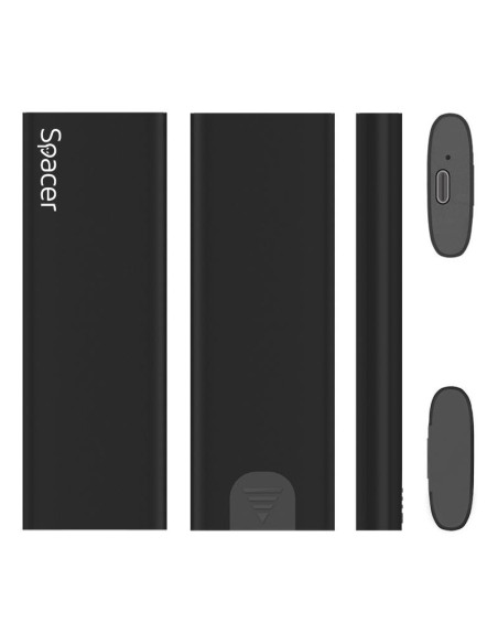 Hard Disk-uri externe SPACER Rack extern SPACER, pentru SSD M.2 PCIe NVMEE, interfata PC USB 3.1 Type C, aluminiu, negru