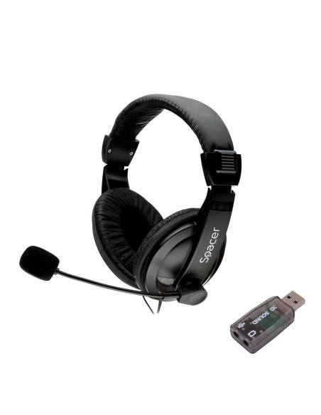 Casti audio SPACER Casti Head-band SPACER SPK-222-USB, Cu fir, Negru