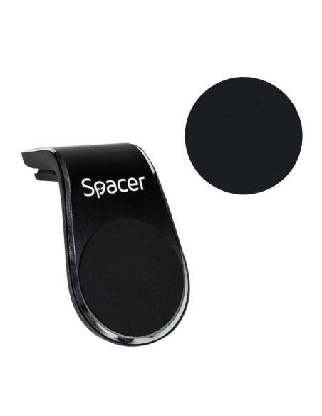 Accesorii SPACER Suport auto Spacer pentru smartPhone, fixare in grilaj bord, prindere magnetica telefon 360 grade, negru