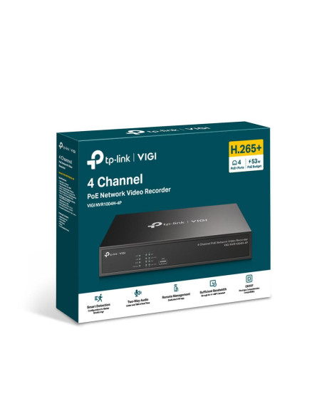 NVR TP-LINK NVR PoE TP-Link VIGI 4 canale 1004H4P 53W, 8 MP,1 SATA Interface, max 10TB(neinclus), H.265+ ONVIF