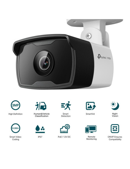 Camere supraveghere IP TP-LINK Camera IP Bullet TP-Link VIGI C330I(2.8mm), 3MP, Lentila 2.8mm, IR 30ml, rezolutie video 2304 × 1