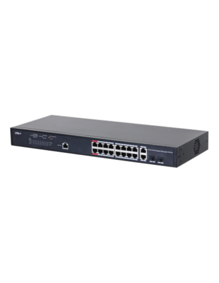 Switch-uri Dahua Managed Switch 18 porturi, 16 porturi POE, Gigabit, Port 1-16:16 × 10M/100M/1000MBase-T (PoE), Port 17-18:2 × 1