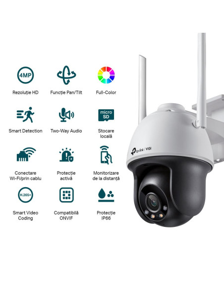 Camere supraveghere IP TP-LINK VIGI 4MP Outdoor PAN/TILT WI-FI Camera,VIGI C540-W(4mm),Senzor: 1/3", Lentila: 4mm, F1.6, Weather