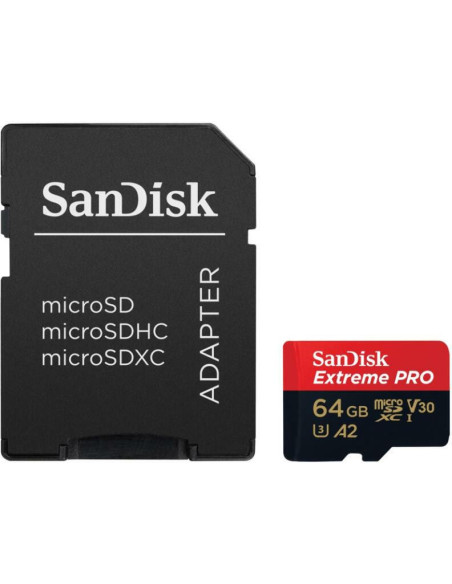 Carduri memorie SANDISK Card de Memorie MicroSDXC SanDisk Extreme PLUS, 64GB, Clasa 10, R/W speed: up to 100MB/s/ 90MB/s, includ