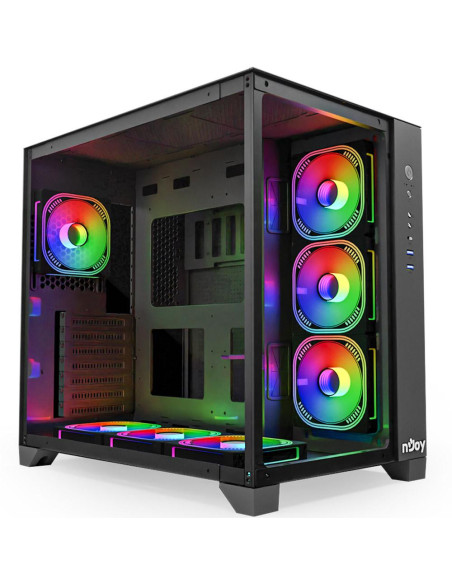 Carcase NJOY Carcasa NJOY Aura, RGB, Mid Tower, Black