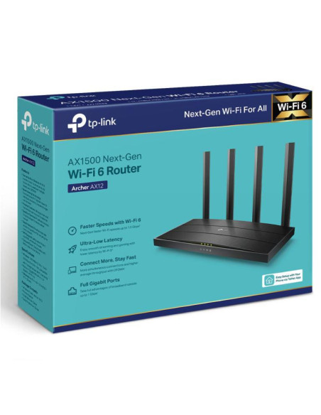 Routere Wireless TP-LINK Wireless Router AX1500 WI-FI6, DUAL-BAND, ARCHER AX12 Standarde wireless: IEEE 802.11ax/ac/n/a 5 GHz, I