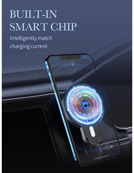 Accesorii SERIOUX Suport Auto Telefon Serioux, cu incarcare Wireless 15W, compatibil MagSafe, prindere grila ventilatie, Intrare