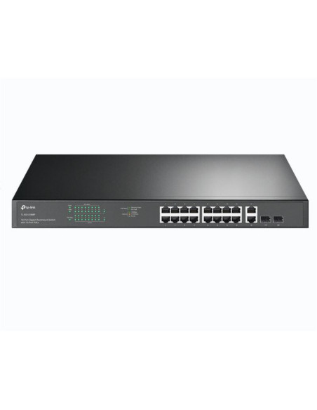 Switch-uri TP-LINK "18-Port Gigabit Rackmount Switch with 16-Port PoE+ PORT: 16× Gigabit PoE+ Ports, 2× Gigabit Non-PoE Ports, 2