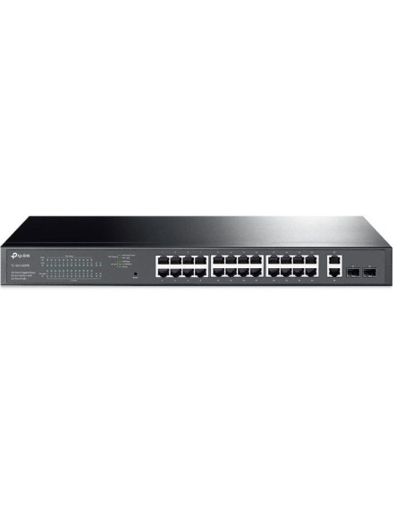 Switch-uri TP-LINK "28-Port Gigabit Easy Smart Switch with 24-Port PoE+ PORT: 24× Gigabit PoE+ Ports, 2× Gigabit Non-PoE Ports,