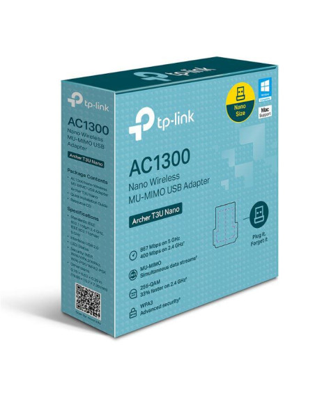 Routere Wireless TP-link AC1300 Mini Adaptor USB Wireless MU-MIMO, ARCHER T3U Nano USB 2.0 dimensiuni: 19.85 × 15.7 × 7.39 mm, S