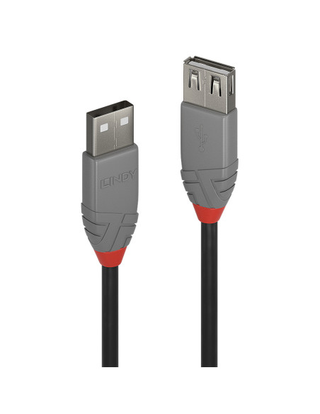 Cabluri periferice Lindy Cablu USB 2.0 Ext. USB 2m, latime de banda 480Mbps, Anthra