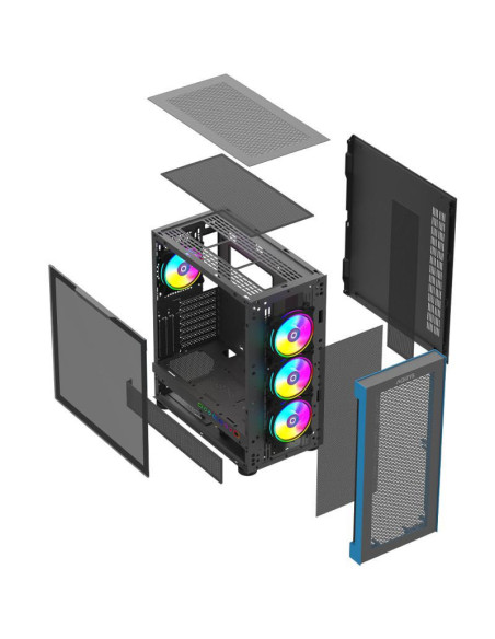 Carcase AQIRYS Carcasa AQIRYS Sargas, RGB, Mid Tower, Black