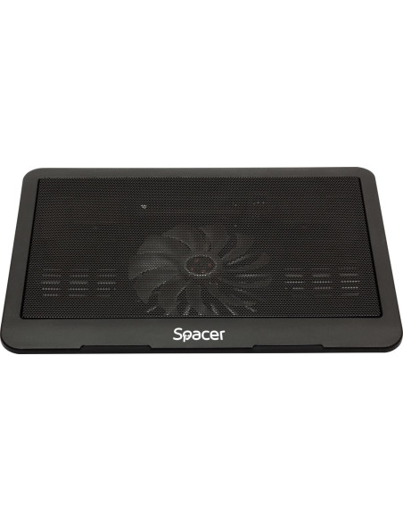 Stand & cooling pad SPACER STAND LAPTOP SPACER SP-NC19 15.6", sita metal, fan 14cm, led albastru, negru