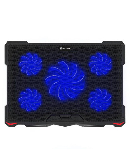Stand & cooling pad TELLUR Cooling pad Tellur Basic, 17", 5 ventilatoare, LED, 2USB, Negru
