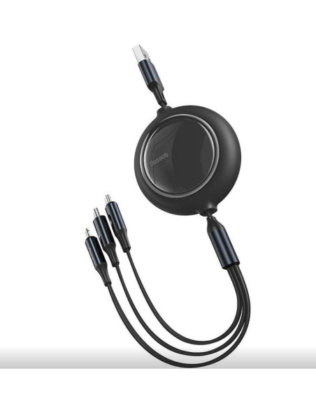 Cabluri periferice BASEUS CABLU alimentare si date Baseus Bright Mirror 2 One-for-three Retractable, pt. smartphone, USB la Micr