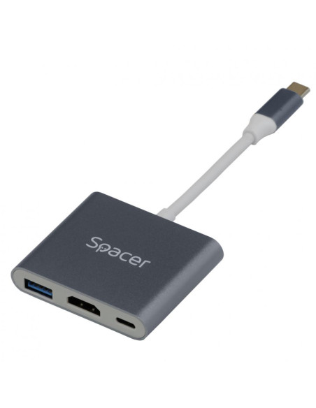 Docking station SPACER Docking station SPACER SPDS-TYPEC-HUP3, USB Type-C, 87W, Gri, 2 ani Garantie