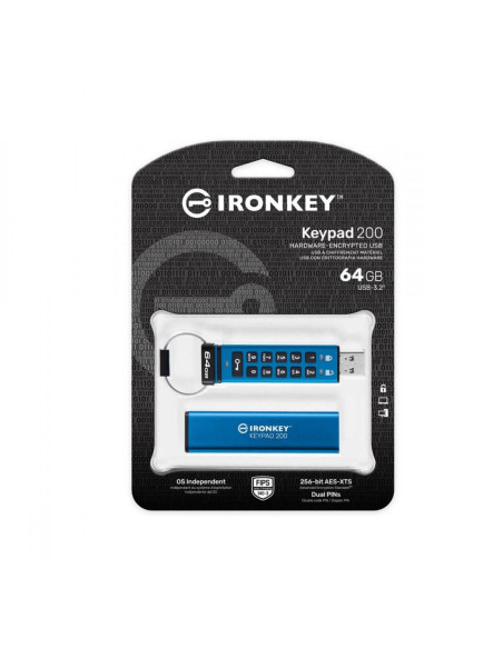 Memorii USB KINGSTON Memorie USB Kingston Keypad 200 64GB, USB 3.2, Albastru