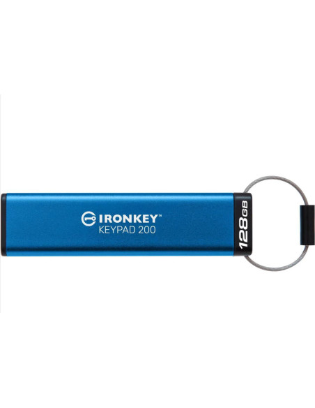 Memorii USB KINGSTON Memorie USB Kingston IronKey Keypad 200 128GB, USB 3.2, Albastru