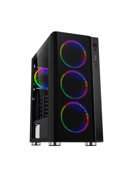 Carcase SPACER Carcasa SPACER SPCS-GC-RAINBOW, RGB, Mid Tower, Black