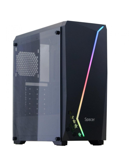 Carcase SPACER Carcasa SPACER SPCS-GC-FLASH, RGB, Mid Tower, Black