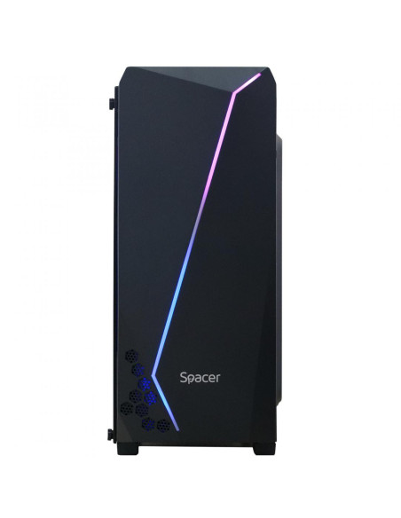 Carcase SPACER Carcasa SPACER SPCS-GC-FLASH, RGB, Mid Tower, Black
