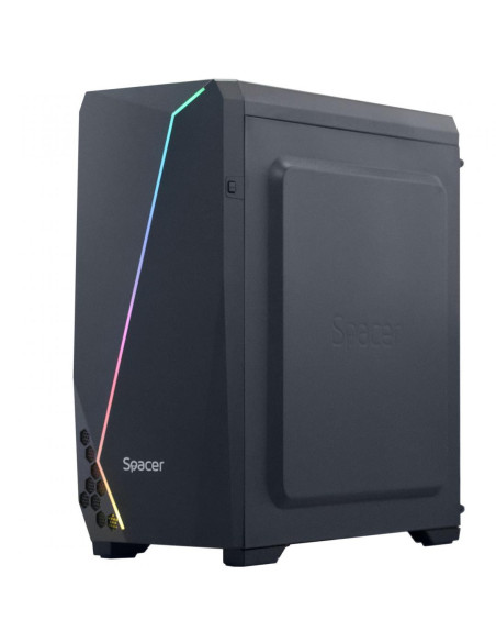 Carcase SPACER Carcasa SPACER SPCS-GC-FLASH, RGB, Mid Tower, Black