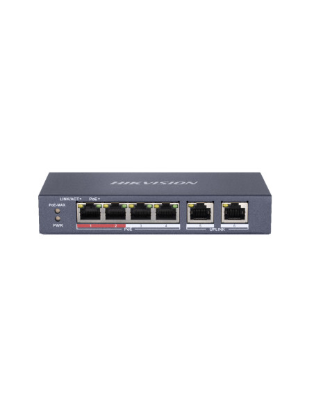 Switch-uri HIKVISION Switch Hikvision DS-3E0106P-E-M, Switching capacity 1.6 Gbps, 4 x 10/100Mbps PoE ports, and and 2 × 10/100M